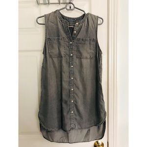 Gray Button-Down Shirt Mini Dress